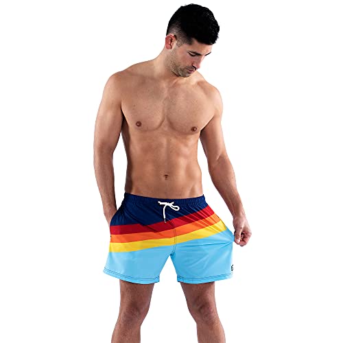 Third Wave Mens Swim Trunks - Slim Fit Swim Shorts For Men With 5 Inch Inseam For Beach And Swimming In Bathing Suit Size Xs To Xxl (Striped Vintage, Medium) #TOP4