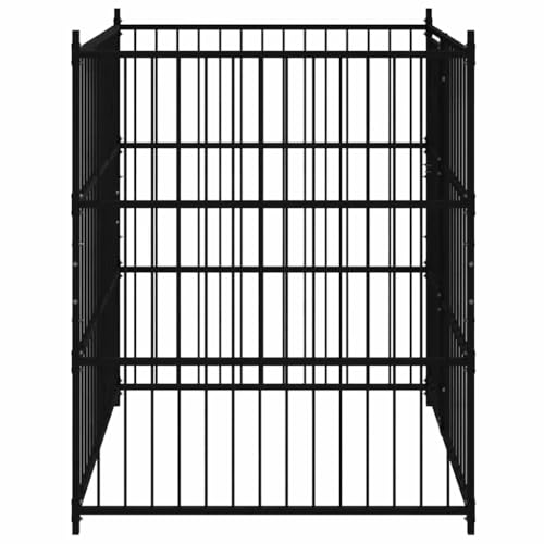 Chenil d'extérieur pour chiens 150x150x185 cm en acier robuste