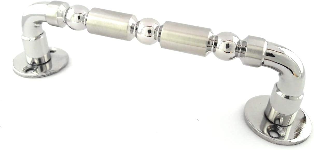 Ssiskcon 14mm x 6 inch Handcrafted Series Stainless Steel Door Pull Handle Solid Pearl Bar Satin Mirror Polished - Pack of 1
