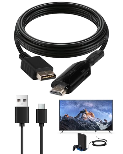 PS1/PS2 to HDMI Adapter Cable, PS1 PS2 to HDMI Converter Cord, PS2 HDMI Adaptor Multifunctional HD Video Audio Link Connector 720P/1080P Compatible for PS1/PS2 Game Consoles HDTV Projector Monitor
