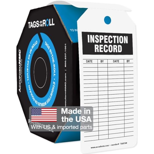 Accuform 100 Inspection and Status Record Tags by-The-Roll, Inspection...