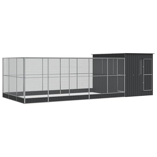 vidaXL Pajarera con extensión Acero Plateado 704x303x216 cm