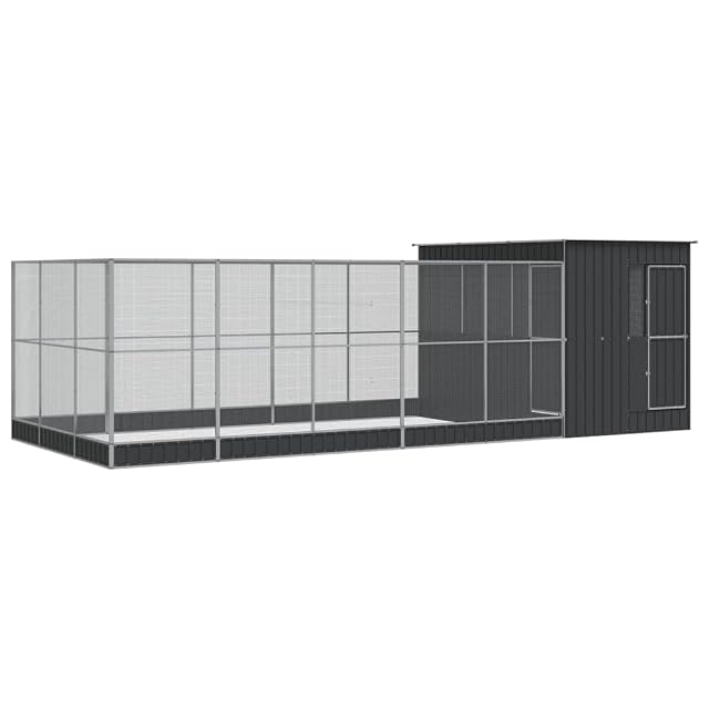 vidaXL Pajarera con extensión Acero Plateado 704x303x216 cm