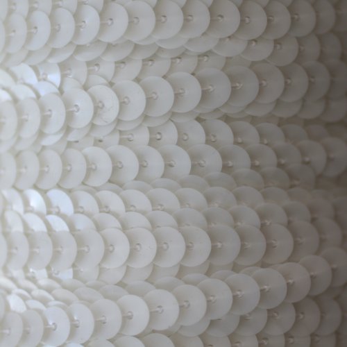 6mm FLAT SEQUIN TRIM strung by the yard ~ PORCELAIN WHITE ~ Made in USA ~ Flat, stitched sequin stri