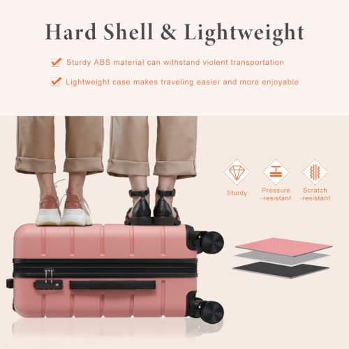 Image of Sweetcrispy 24 Inch Checked Luggage, Suitcase with Spinner Wheels