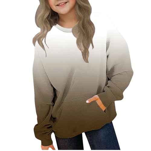Cute Hoodies for Girls Trendy Gradient Casual Crewneck Sweatshirts Oversized Long Sleeve Pullover Tops 2-12 Years