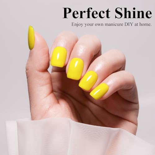 Esmalte de uñas gel color amarillo neón 0.5 fl oz miniatura 3
