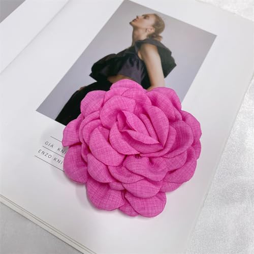 Image of Dainty Fabric Peony Flower Brooches Pin Delicate Camellia Flower Brooch Classic for Women Wedding Party Dance Banquet Elegant Lapel Pins Dress Suit Ceremony Clothes Accessories Jewelry Gifts 100mm