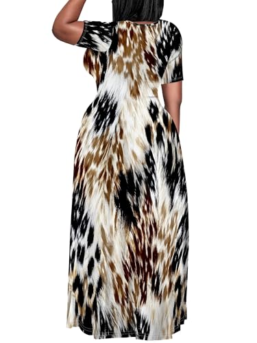 Image of SUZONANA Plus Size Dresses for Women Summer Casual Maxi Dress Short Sleeve Loose Vacation Dress