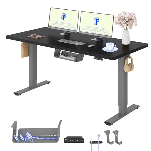 FLEXISPOT Höhenverstellbarer Schreibtisch mit 2 Motoren & 25MM EINTEILIGER Tischplatte 160x80 cm, Ergonomischer Bürotisch Elektrisch mit Kabelmanagement, Memory Funktion & Höhenanzeige