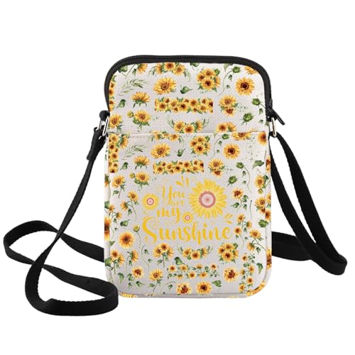 BWWKTOP Sunflower Crossbody Bag Sunflower Inspired Gift You Are My Sunshine Sunflower Shoulder Bag Gift for Sunflower Lovers