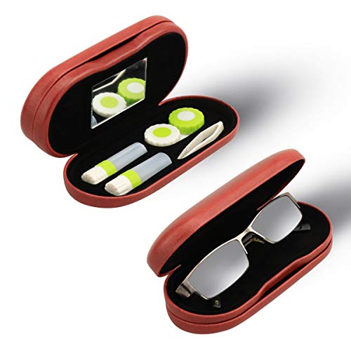 PG6 FF1 Double Sided 2 in 1 Dual Glasses and Contacts Case, Red, One Size