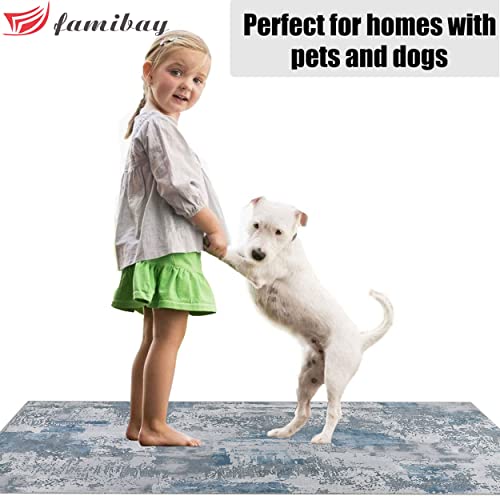 Famibay 2X6 Ft Hallway Runner Rug With Rubber Backing Upgraded Non Slip Modern Abstract Washable Rug Runner Soft Fluffy Low Pile Carpet Floor Runners For Hallway Entryway Bathroom Bedroom Kitchen #TOP4
