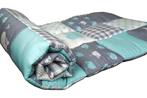 Plush Toddler Blanket Soft Cot Comforter For Boys And Girls Cotton Baby Cradle Quilt Whale Print Toddler Stroller - Baby Blue 38X50 Inches #TOP5