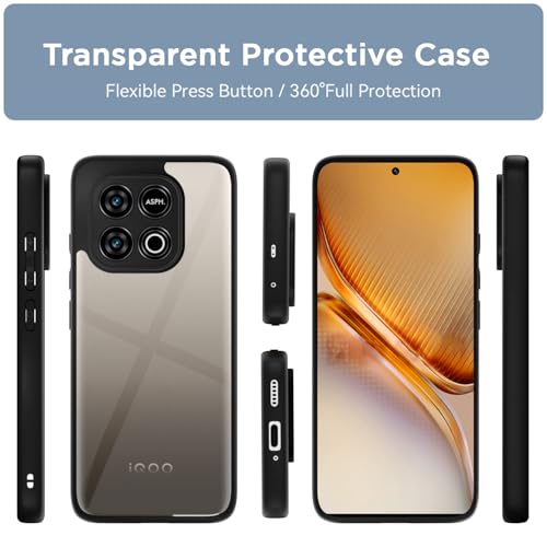 Image of Pikkme Back Cover Compatible with iQOO Neo 10 5G / Vivo Y300 GT 5G Shockproof Sleek Hybrid Armor Bumper Case(Black)