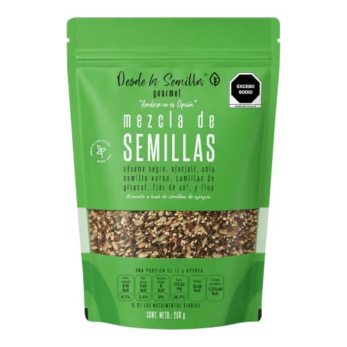 Mezcla de Semillas Naturales Tostadas y Saludables 250gr. Ingredientes: Chía, Semillas de Girasol, Semilla Verde, Mezcla de Semillas de Lino y Ajonjolí Veganas. Ideal para Acompañar Ensaladas agregando un Toque Crujiente, Para Smotthies, Omelette, Avena y Sopas.
