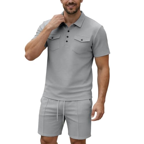 Tenue d'été 2 pièces homme anti-transpiration : ensemble polo et short de sport