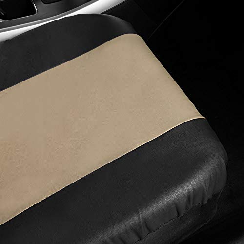 Bdk Croc Skin Faux Leather Car Seat Covers Full Set With Carpet Car Floor Mats - Front And Rear Bench Seat Covers With Carpet Floor Liners, Car Interior Covers Gift Set (Beige) #TOP5
