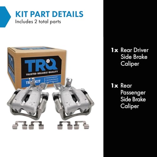 Image of TRQ Rear Driver and Passenger Side Brake Caliper Set Caliper Brackets Hardware Compatible with 14-15 Chevrolet Malibu L4 2.5L 14 Chevrolet Malibu L4 2.4L 16 Limited