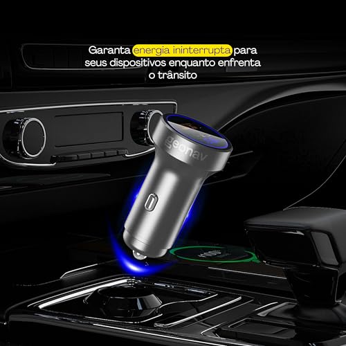 Geonav Carregador Veicular SuperPower Ultrarrápido Duo 38W, 2 portas - 1 USB (18W Quick Charge) e 1