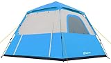 Ubon 6 Person Family Outdoor Camping Tent 30 Seconds Pop Up Tent Instant Cabin Tent with Top Rainfly, 2 Doors Family Large Tent with Advanced Venting Design, Sky Blue