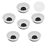 6 Pcs Silver Desk Grommets, 2 inch Metal Desk Grommet, Zinc Alloy Cable Grommet for Home and Office (Fits 2 inch Desk Hole)