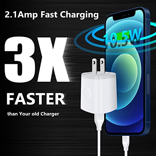Usb Wall Plug, Fast Charger Block, 5Pack Andhot 2.1Amp 2-Port Usb Wall Charger Home Travel Power Adapter Charging Box For Iphone 14 13 Pro Max/12/11 Pro/Se/Xs/Xr/X/8/7/6 Plus, Ipad, Samsung, Android #TOP1