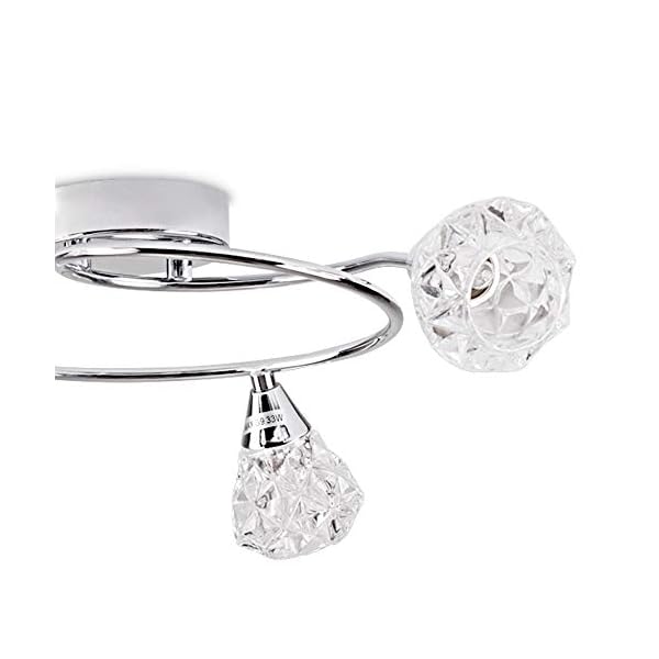 Modern Chrome 3 Way Ceiling Light with Glass Shades - Image 6