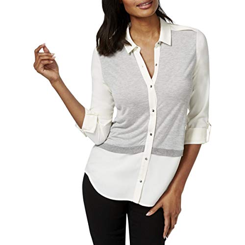 Calvin Klein Jeans Women's Knit Blocked Button Front