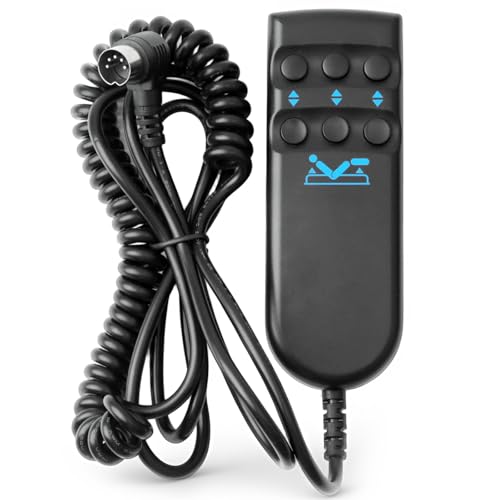 VAINELY 6 Button 5 Pin Bed Handle Control Replacement for Electric Adjustable Bed, Controller Black Plug & Play Total Cord Length 6.0ft