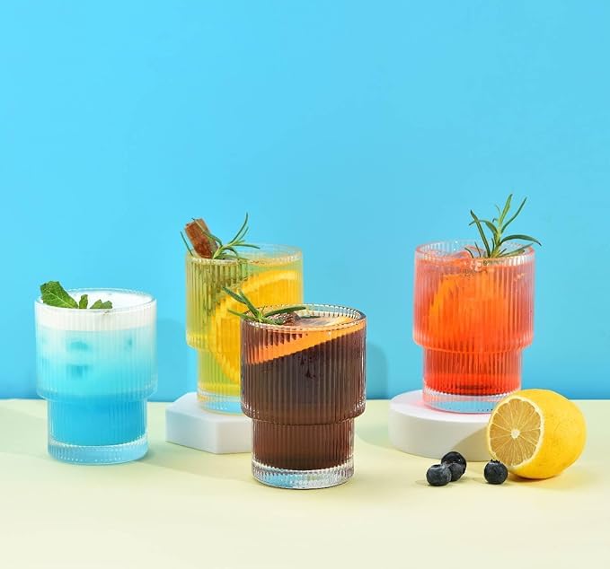 Image of Premium 220 ML Water & Juice Drinking Glasses Set of 6 Vintage Glassware Set for Juice, Cocktail, Mocktail,Whisky All Beverages Everyday Uses for Gift (6, MT-31)