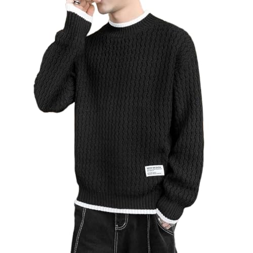 Men's Round Neck Sweaters for Spring and Autumn, Loose Fit for Youth, Outerwear Knitted Sweaters