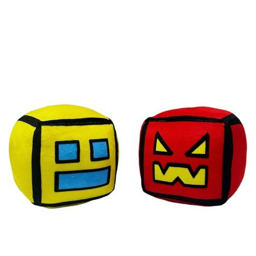 WEKVMDT Geometry Plush Toys,4.7Inch Cube Volume Wood Stuffed Animal Plushie Doll Toys Kids Gift and Festival Decoration (AngerRed+Syellow)