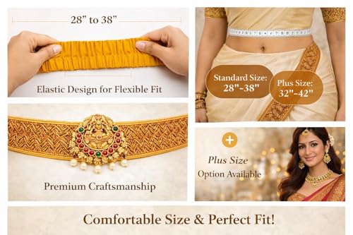 Image of Fresh Bite Box Dhaga Ring Original Mirror Work, Adjustable Waist Hip Belt Kamarbandh for Saree, Saree Belt, Gown & Dress, Sontada Patti Vadanam kamarband for Women 01