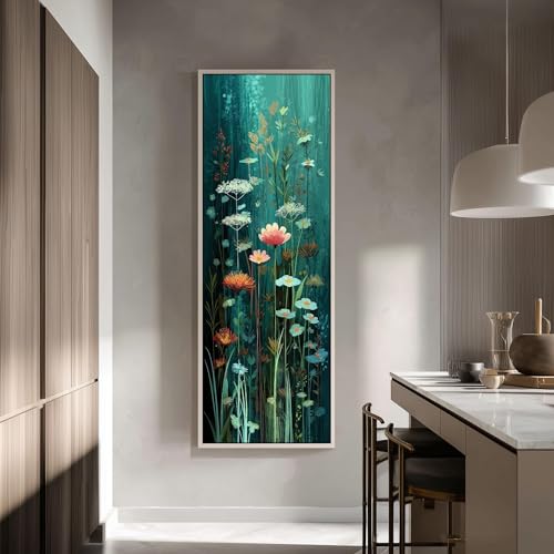 Tableau de fleurs sauvages vertical 40x120 cm pour déco murale - 4