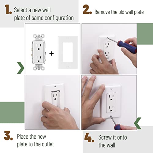 Bates- Decorator Wall Plate, 10 Pack, 1 Gang Wall Plate, Light Switch Cover, Outlet Covers Wall Plate, Switch Plate Covers, Switch Plates And Outlet Covers, White Outlet Covers, Outlet Wall Plate #TOP4