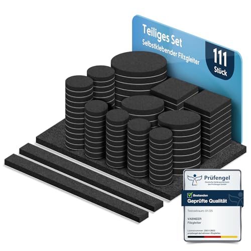 Patins Feutre Auto-Adhésifs 111 Pièces – Protection Sols et Réduction du Bruit, 5mm Épais pour Meubles/Chaises, Ronds ou Carrés