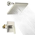 Lavatrum Brush Nickel Premium Shower Head With Valve Set Single Spray Wall Mount 8 Inch Rainfall Square Shower Faucet with Rough-in Valve and Trim Kit for Bathroom