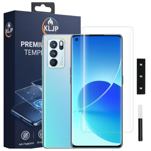 Image of Premium HD+ UV Tempered Glass Screen Protector For Oppo Reno 6 Pro (Pack of 1) Full Adhesive UV Curved Screen Protector Case Friendly HD Clarity with installation kit