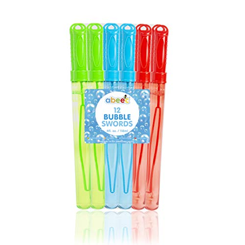abeec Giant Bubble Swords Pack of 12 – 118ml Assorted Giant Bubble Swords with Giant Bubble Wands for Kids x 12 – Giant Bubbles Garden Toys for Kids – Bubble Mixture