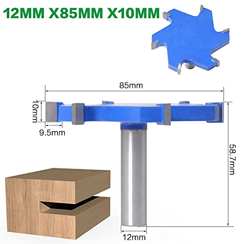 Cnc Spoilboard Surfacing Router Bit, 6 Wings 1/2" Shank Cnc Router Slotting Bits For Mortise Joint, Finger Joint, Acoustic Panels - 85Mm Cutting Dia #TOP1