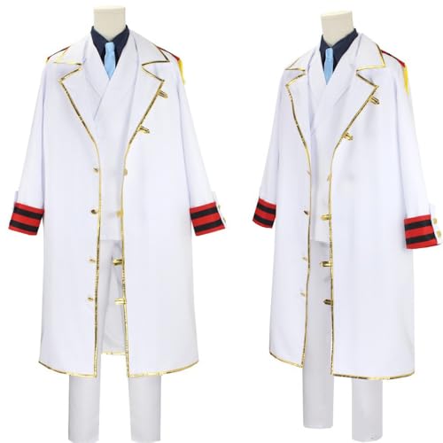 BDWTSY Garp Costume Outfit Garp Uniform Cape Coat Men Full Set Halloween (White, 2X-Large)