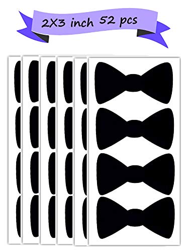 Bow Tie Stickers Baby Shower Wedding DÃ©cor Storage Labels 52 Pack 2X3 inch Mason jar Labels Blackboard Tags