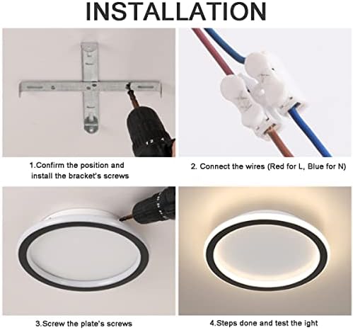 EIDEARAY Round Modern LED Ceiling Light, Small Ceiling Lamp for Entrance Hallway Office Bedroom Kitchen 20W Cool White, Natural White, Warm White Adjustable (White)