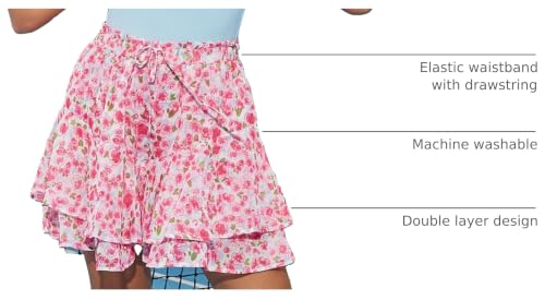 Image of Aoudery Flowy Shorts for Women Casual Boho Floral Skorts Ruffle Mini Skirts Running Tennis Butterfly Chiffon Shorts
