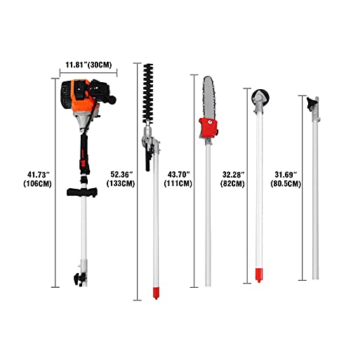Iglobalbuy 52Cc 5 In 1 Multifunction Trimming Tools Grass Cutter String Trimmer Brush Cutter 2 Cycle Gas Hedge Trimmer Pole Saw With Extension Pole Chainsaw Earmuffs Ce Certificate #TOP1
