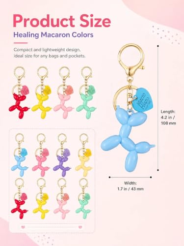 Image of Balloon Dog Keychain Bulk, 8 Pack Cute Keychains for Women | Keychain for Bags, Backpack Purse Charms, Handmade Key Chain for Keys, Carabiner Zipper Pull, DIY Craft Decoration