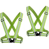 [Ｌ広場] 安全ベスト 反射ベスト 蛍光ベスト 反射バンド 【13色展開】 安全チョッキ 安全バンド 高弾力ベルト 交通警備 サイクリング ジョキング 自転車 バイク 夜間作業服 誘導 ガードマン 工事現場用 軽量 コンパクト 男女兼用 調節可能 (【2枚セット】黄緑)