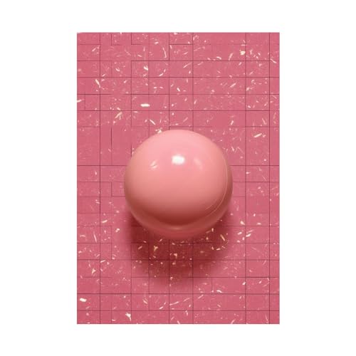 Boule rose minimaliste affiche sur toile pour sublimer une chambre à coucher contemporaine