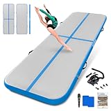 10ft Inflatable Gymnastics Tumbling Mat 4' Thick Air Tumble Track Gymnastics Training Mat with Electric Air Pump for Home Use/Tumble/Gym/Exercise/Training/Cheerleading/Yoga/Parkour/Beach/Park/Water